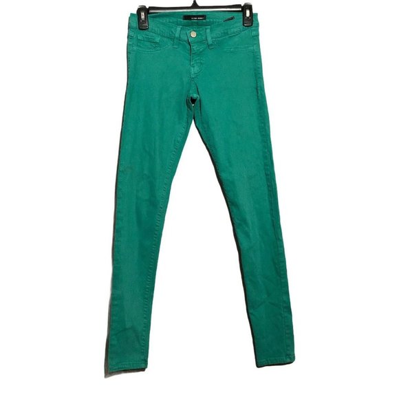 Flying Monkey Pants - Flying Monkey Women Skinny Jeans Legging Size 5 Blue Green Teal Stretchy Moto